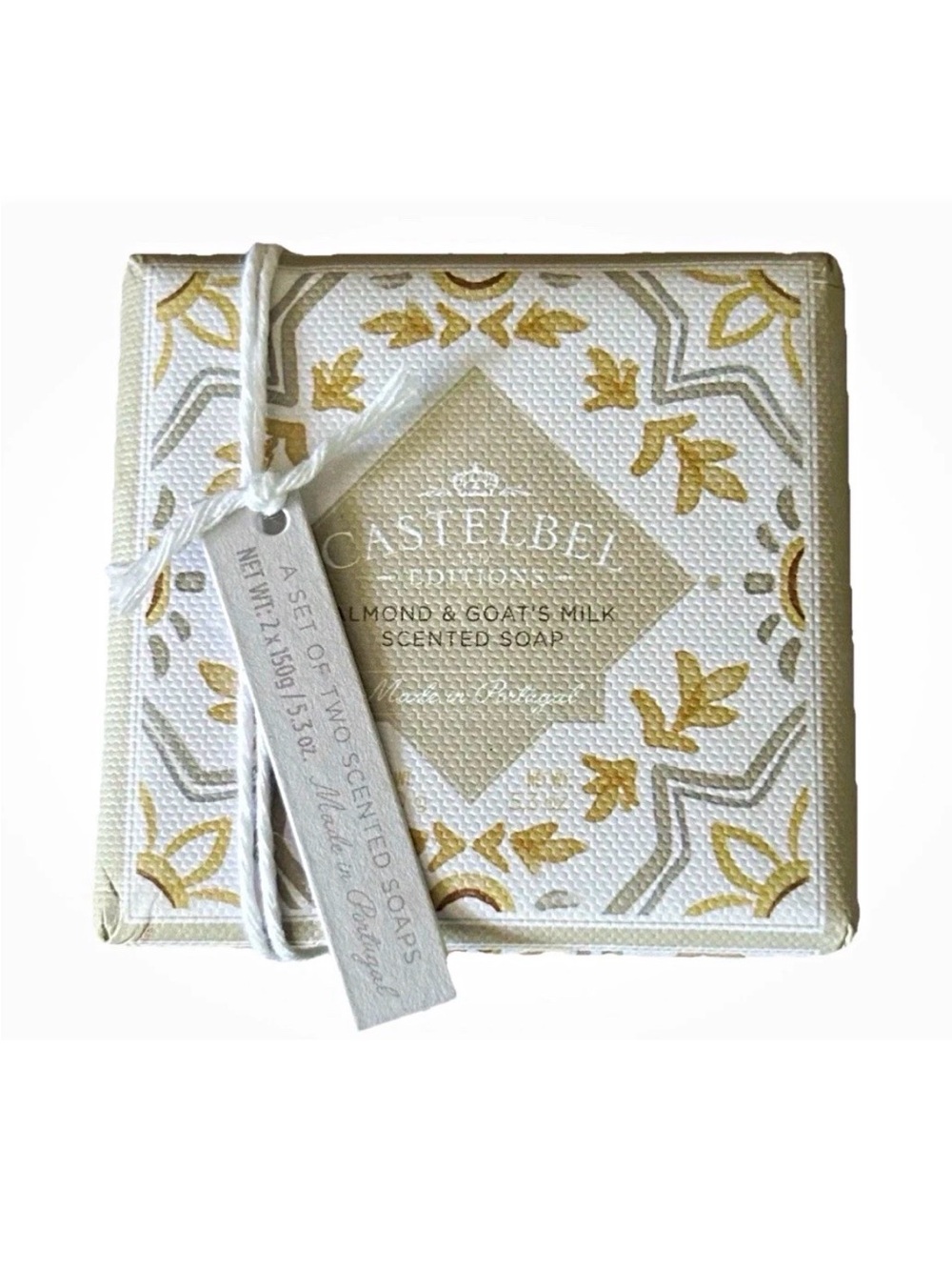 Castelbel Almond & Goat's Milk Scented Soap - White & Gold Set of 2